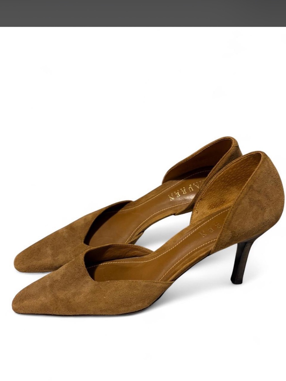 Lauren Ralph Lauren Tan Suede D'Orsay Pointed-Toe Pumps